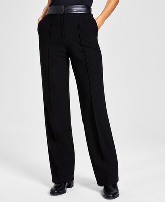 Women's Faux-Leather-Waist Pants