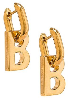 XS B Chain Earrings in Metallic Gold