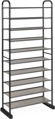 10-Tier Shoe Rack Space-saving Shoe Organizer W/Metal Frame Shoe Tower