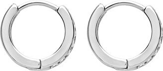 Sterling Silver CZ Micro Hoop Earrings (Silver/Clear) Earring
