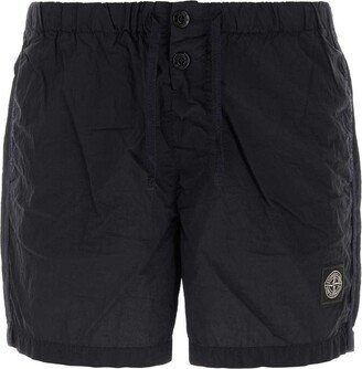 Logo Patch Drawstring Swim Shorts-AJ