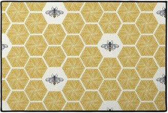 Door Mats: Bees & Honeycomb - Gold Door Mat, Yellow