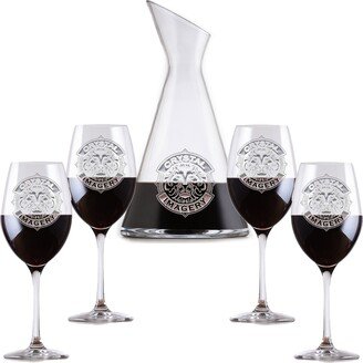 Your Logo Slant Wine Carafe Decanter With 4 Glasses Gift Set