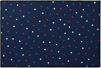 Door Mats: Mixed Polka Dots - Red White And Royal On Navy Blue Door Mat, Blue