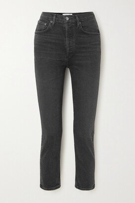 Riley Cropped High-rise Straight-leg Jeans - Black