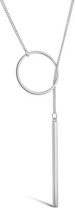 Layering Circle and Bar Lariat Necklace-Silver