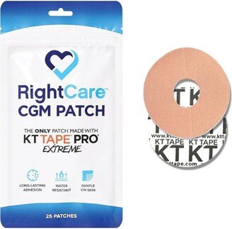 RightCare CGM Adhesive Synthetic Patch for Dexcom G7, Uncovered Oval, Tan, Bag of 25, Made with Synthetic PRO Extreme KT Tape