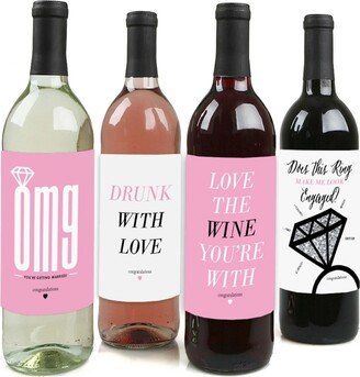 Big Dot Of Happiness Omg, You're Getting Married - Party Gift - Wine Bottle Label Stickers - 4 Ct