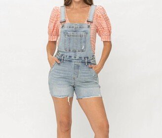 Judy Blue High Waisted Destroy Short Overall In Blue
