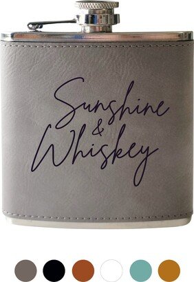 Flask Sunshine & Whiskey. Personalized Funny Gift For Her Woman Sister Girlfriend Camping Hiking Gift