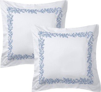 Floral Vine Embroidery Set Of 2 Euro Shams-AA