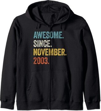 20 Birthday Ideas by Birnux 20 Years Old Awesome Since November 2003 20th Birthday Zip Hoodie