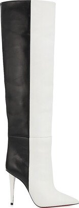 Astrilarge 100MM Colorblocked Leather Knee-High Boots