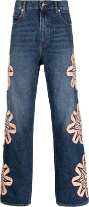 BLUEMARBLE Floral-Embroidered Bootcut Jeans