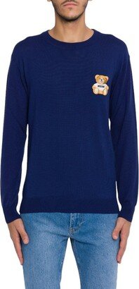 Teddy Bear Patch Crewneck Knitted Jumper