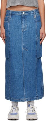 Blue Pocket Denim Maxi Skirt