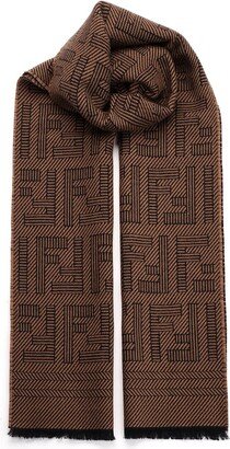 Brown Wool And Silk Scarf