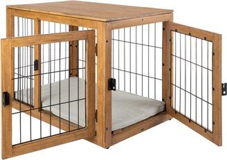 Pet Adobe PETMAKER Furniture-Style Dog Crate with Double Doors and Cushion (Natural)