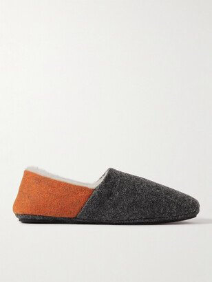 Fleece-Lined Two-Tone Recycled-Felt Slippers-AA