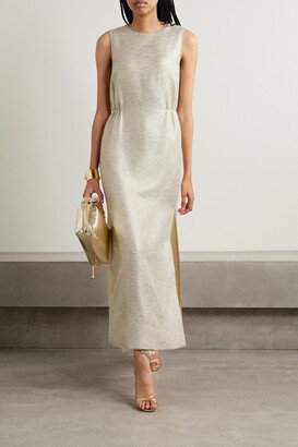 Fringed Metallic Tweed Maxi Dress - US4