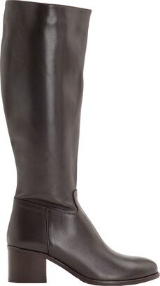 LEONARDO PRINCIPI Leather Heeled Tall Boots Boot Dark Brown-AA