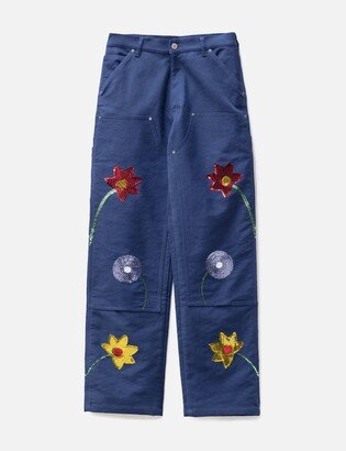 Sky High Farm Workwear Sequin Embroidered Flowers Denim