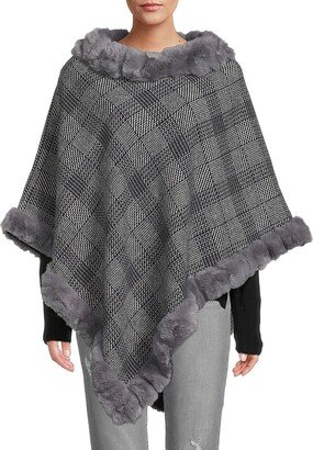 Faux Fur Plaid Poncho