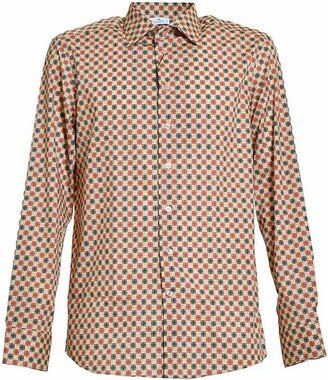 Patterned Collared Button-Up Shirt-AA