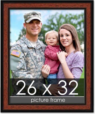 PosterPalooza 26x32 Traditional Walnut Complete Wood Picture Frame with UV Acrylic, Foam Board Backing, & Hardware