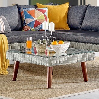 Bayden Grey All-weather Wicker Square Coffee Table with Glass Top by Havenside Home