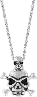 Men's Skull & Crossbones 20 Pendant Necklace in Sterling Silver