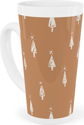 Mugs: Christmas Trees On Pine Needle Tall Latte Mug, 17Oz, Orange