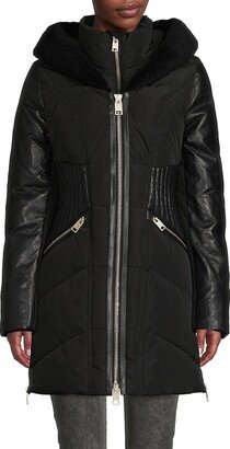 Courcheval Faux leather & Duck Down Parka