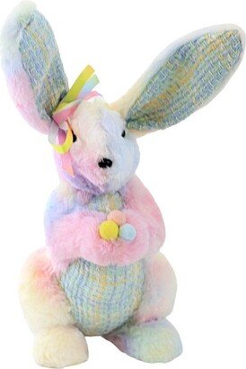 December Diamonds Easter Pastel Bunny With Eggs - One Standing Bunny Figurine 17.0 Inches - Fabric Tie-Dyed Rabbit - 0808748 - Polyester - Multicolored