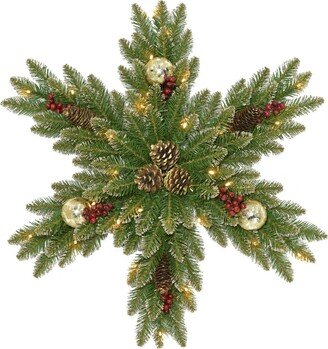 National Tree Company 32 Gold Dunhill Fir Snowflake w/ 35 Warm White Battery Operated Led Lights