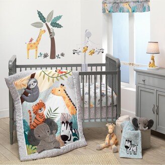 Mighty Jungle Animals 3-Piece Baby Nursery Crib Bedding Set