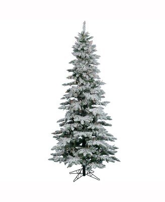 7.5 ft Flocked Utica Fir Slim Artificial Christmas Tree With 550 Multi Lights