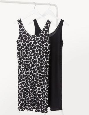 2pk Jersey Knee Length Slip Dresses