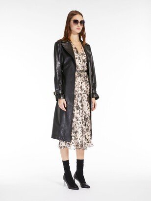 Belt-adorned Nappa leather overcoat-AA