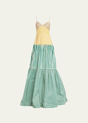 Colorblock Stripes Tiered Gown