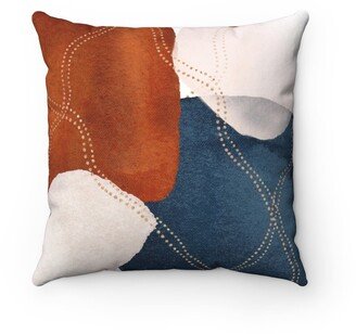 Abstract Throw Pillow Cover, Retro Rust Red, Navy Blue Cream, Beige, Apartment, Contemporary Home Office, Modern Decorative Pillowcase