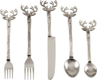 Saro Lifestyle Reindeer Flatware, Silver (Set of 5)