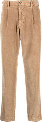 Pleated Corduroy Straight-Leg Trousers-AA