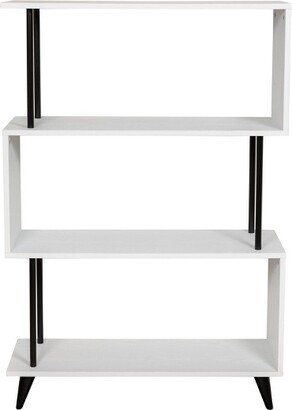 46.5 4 Tier S Shaped Bookcase White/Black