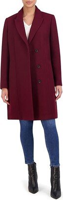 Asymmetrical Peak Lapel Coat (Bordeaux) Women's Coat