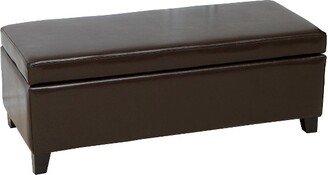 York Bonded Leather Storage Ottoman Bench Leather