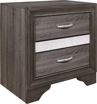 RASOO Glamorous Two Tone Finish Nightstand, Hidden Drawer, Bedroom Furniture