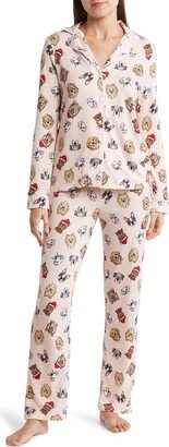 KIKIT Long Sleeve Notch Collar Pajama Set