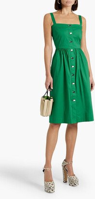 Laura gathered cotton-blend poplin dress