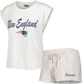 Women's Concepts Sport White, Cream New England Patriots Montana Knit T-shirt and Shorts Sleep Set - White, Cream